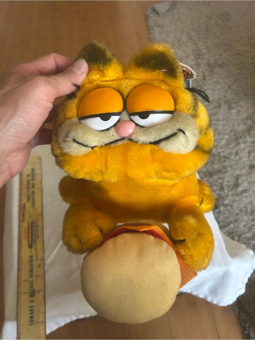 Vintage 1980s Garfield Plush Cat Toy with tag
